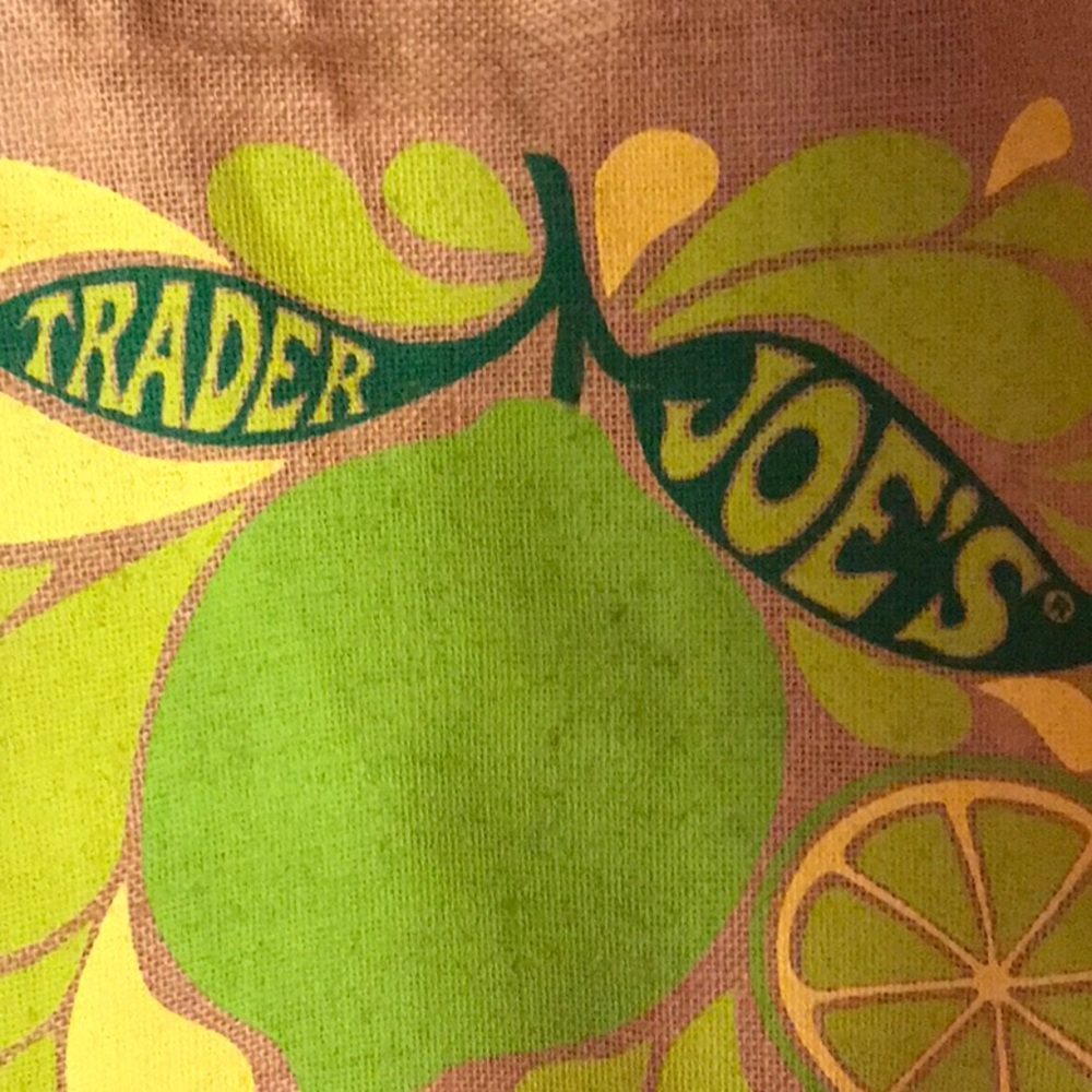 Trader Joe's Burlap Lemon Lime Tote Bag New
